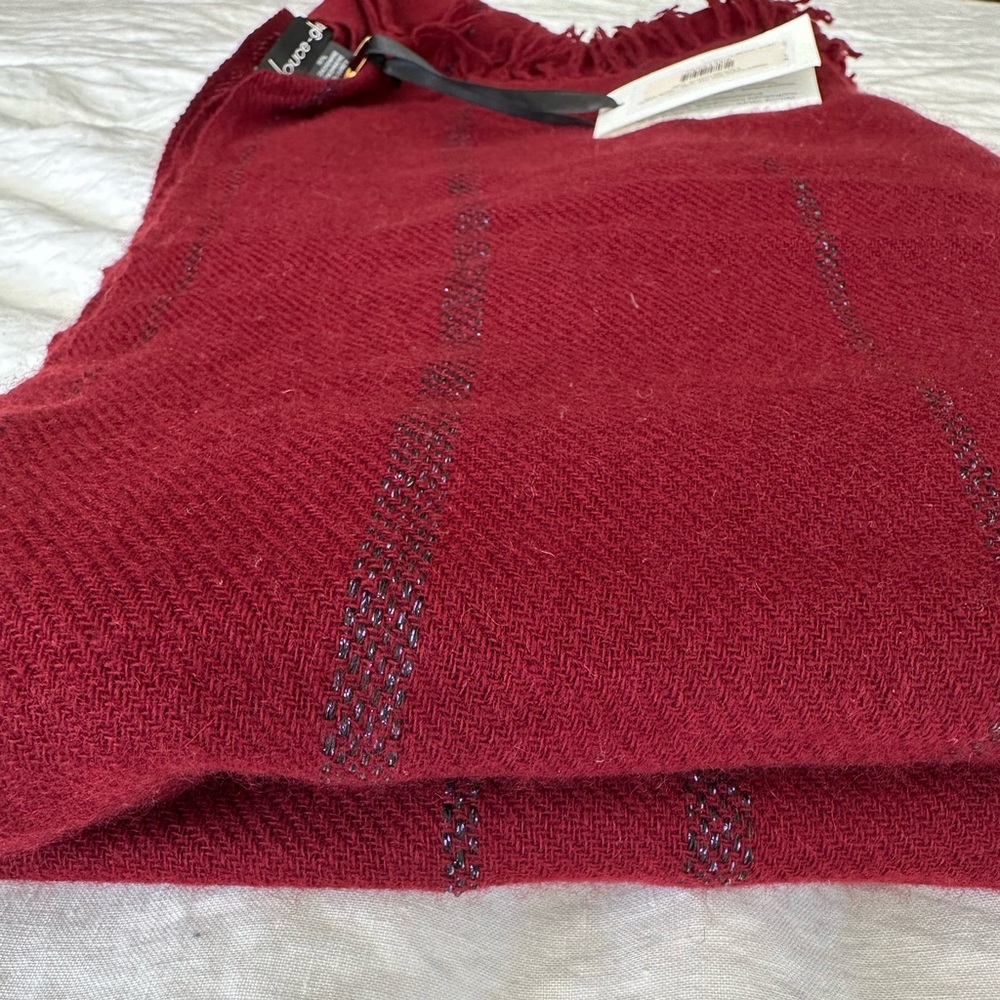 Striped Red Cashmere Shawl by Douce-Gloire NWT